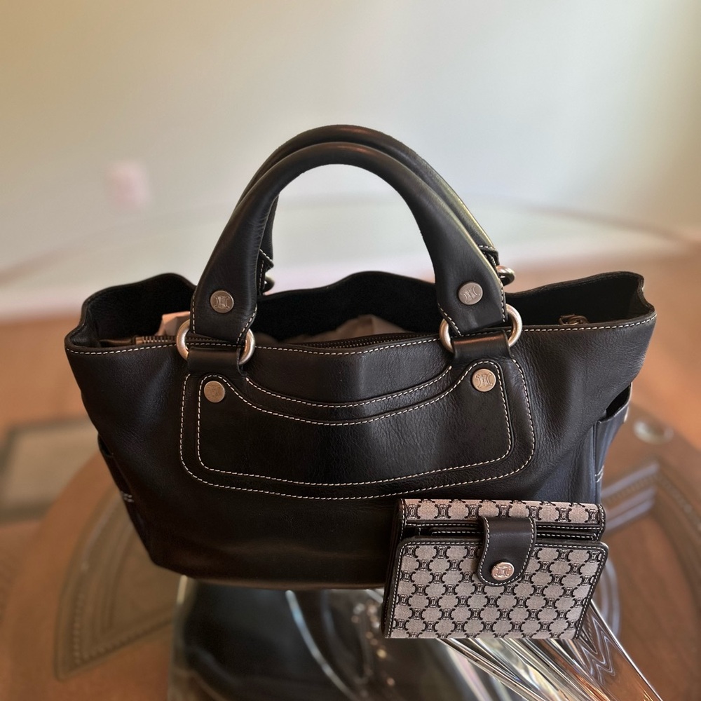 Celine Boogie Leather Handbag and Celine Bifold Wallet